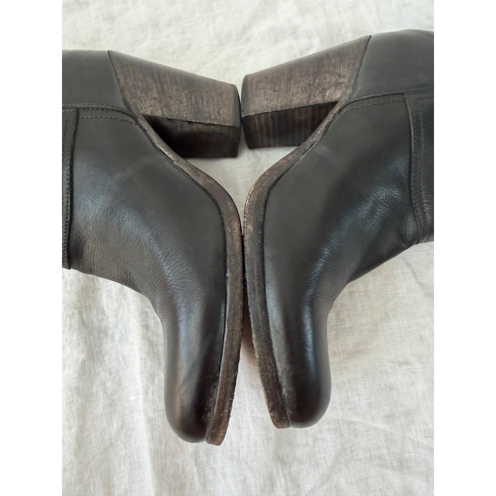 Moma Ankle Boots Women Black Leather Stacked Block Heel Made in Italy 39.5 - Picture 7 of 10